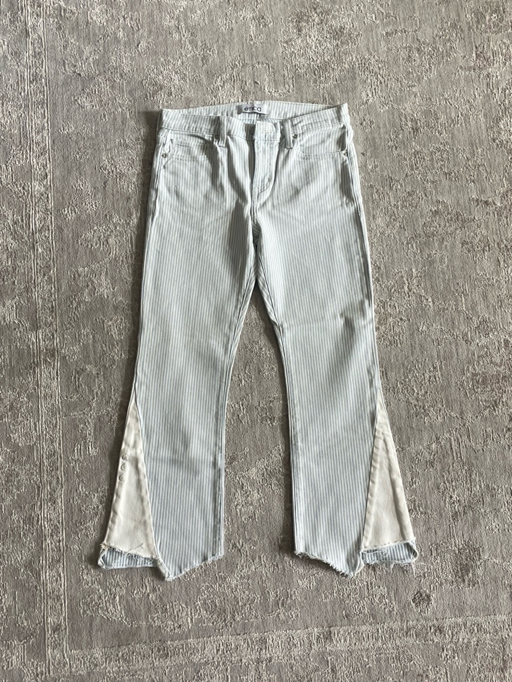 Etica Light Blue Striped Jeans with Cream Inset